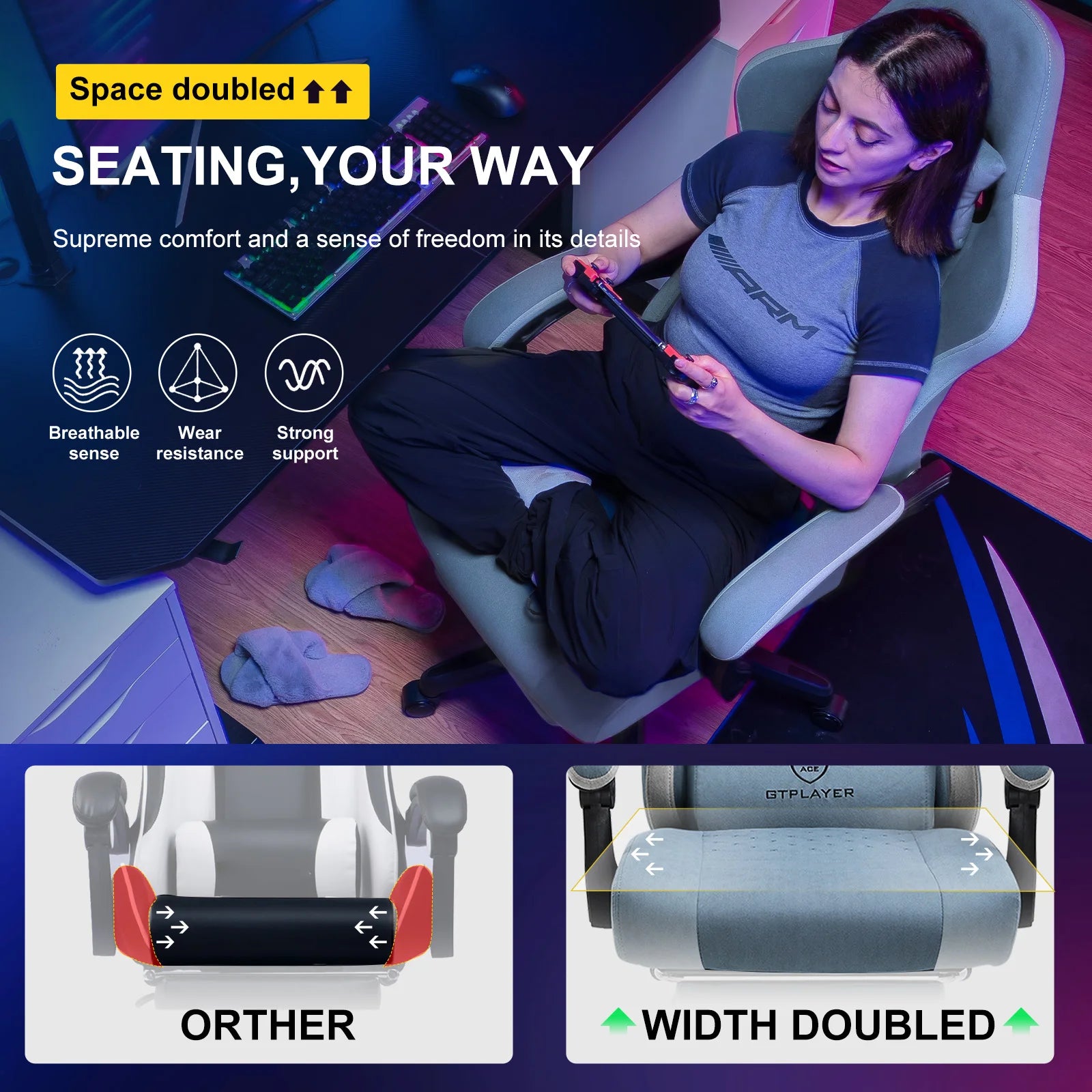 Ergonomic Gaming Chair with Footrest