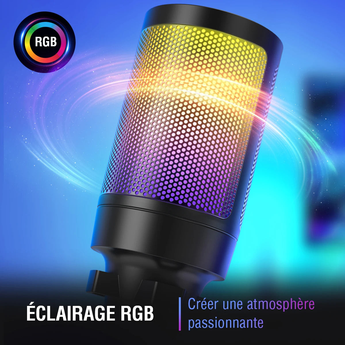 USB Condenser Gaming Microphone with Pop Filter