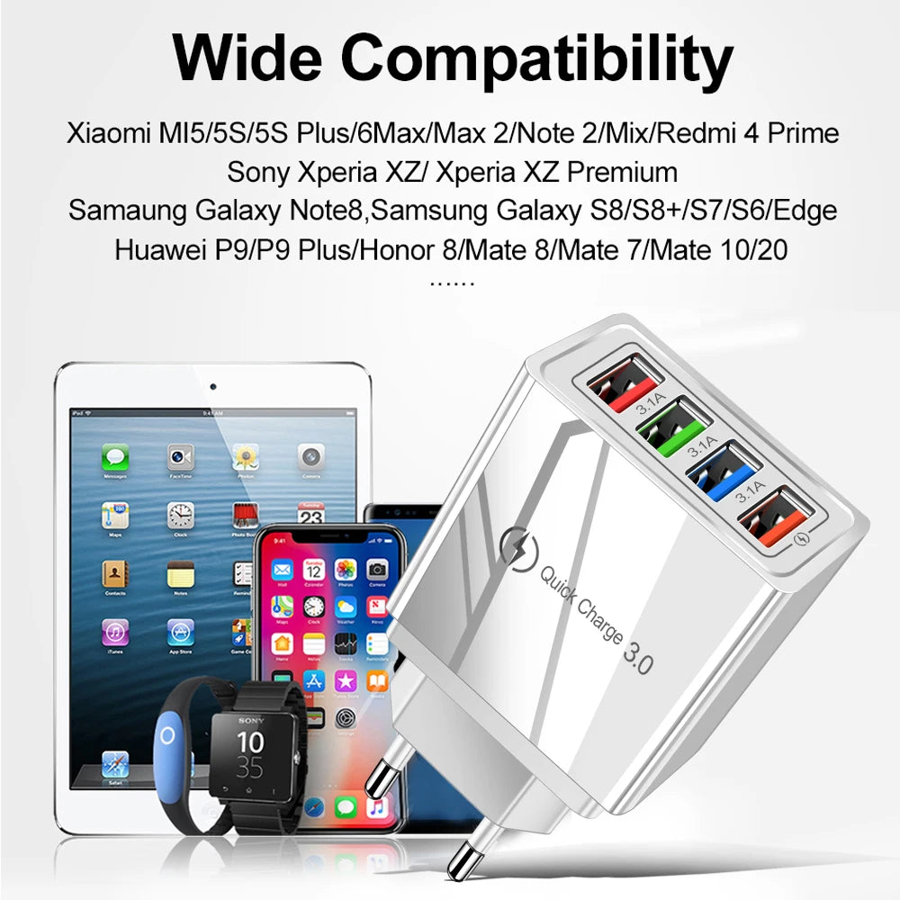 4 Port USB Quick Charger Adapter