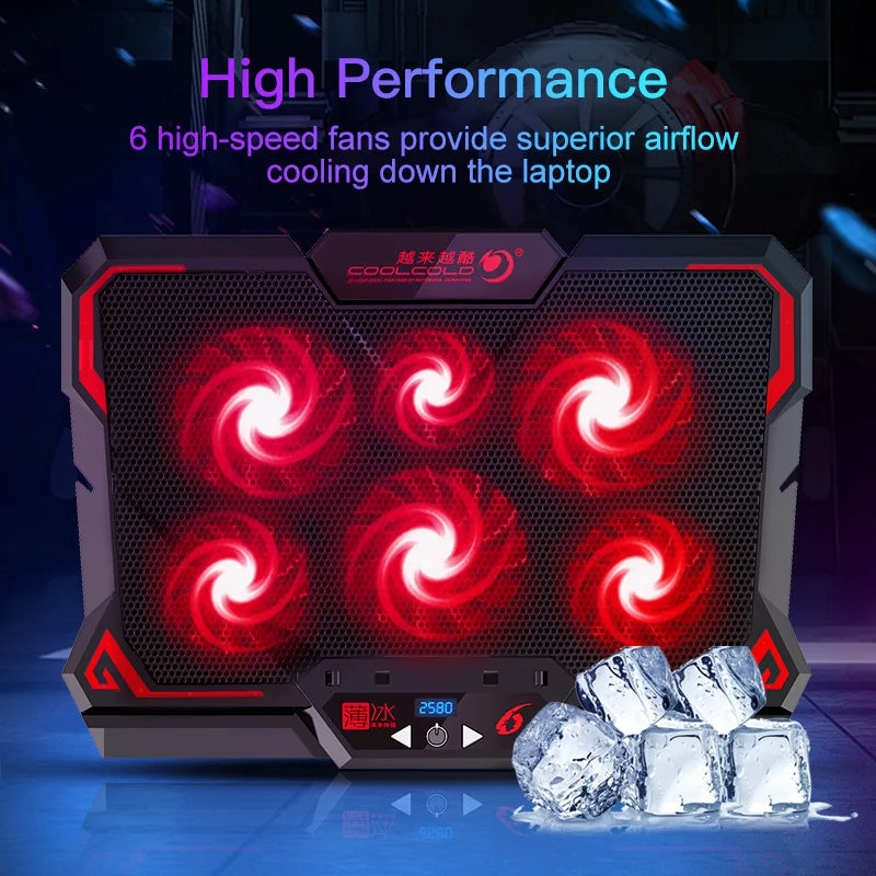 6-Fan LED Laptop Cooler with USB