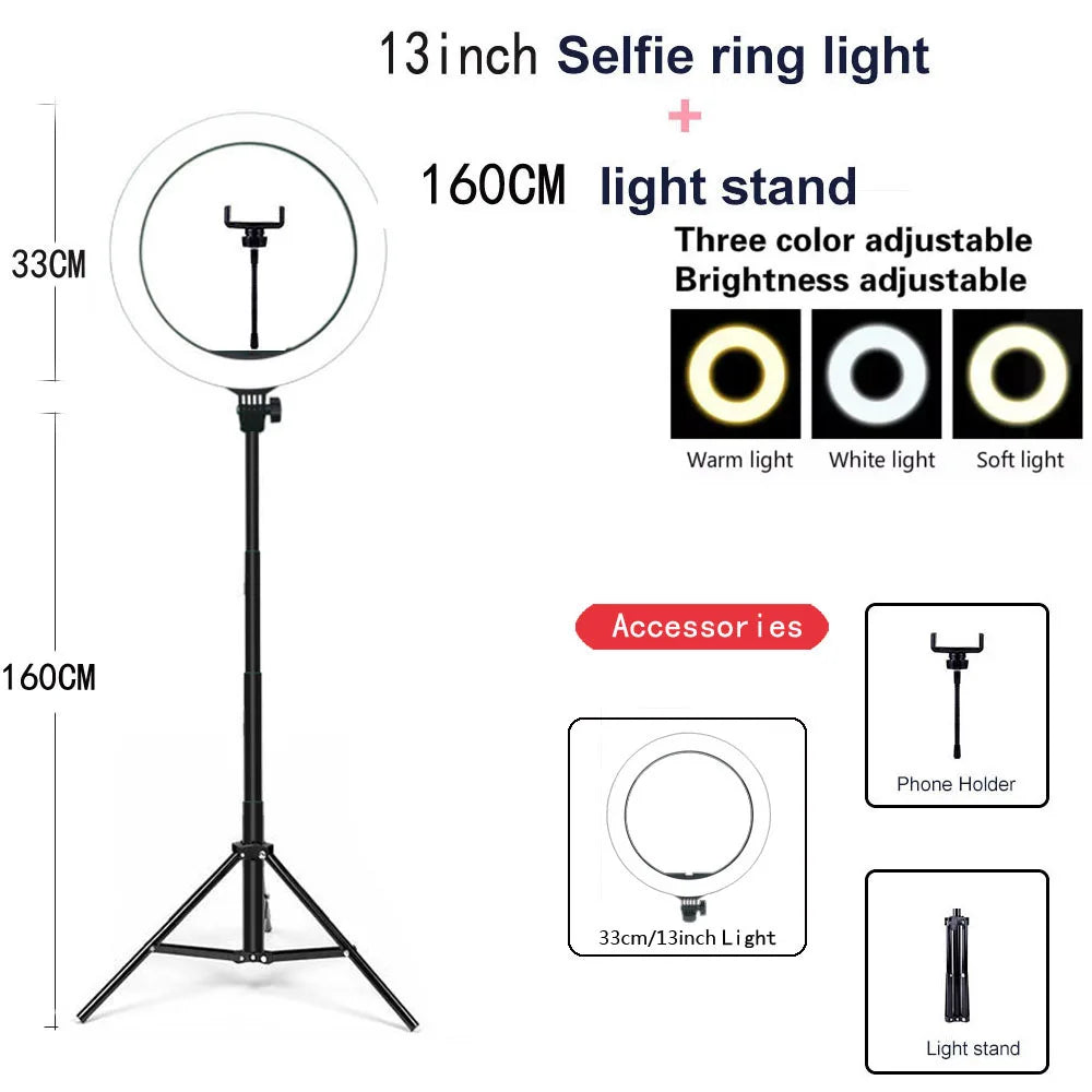 26cm Dimmable LED Ring Light with Tripod