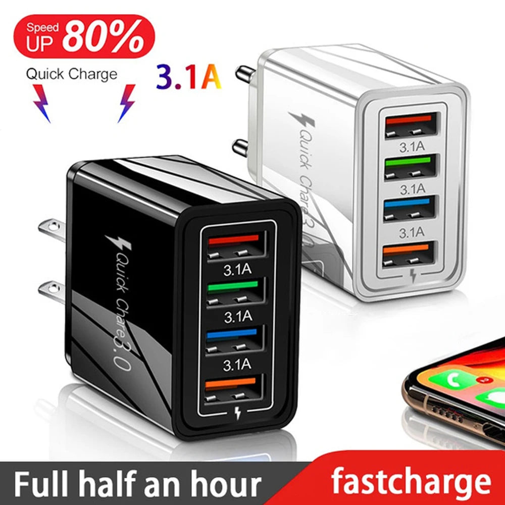 4 Port USB Quick Charger Adapter