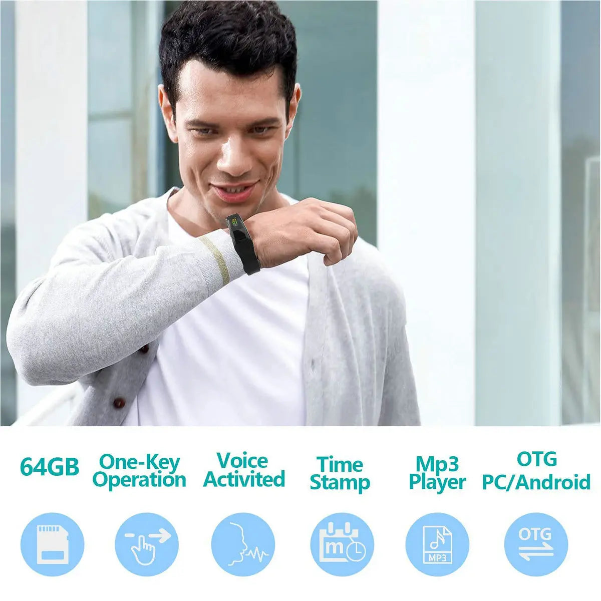 Mini Digital Voice Recorder Wrist Watch 1536kbps