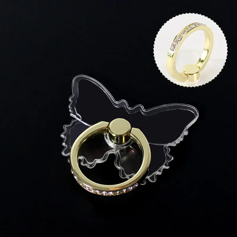 Transparent Butterfly Phone Ring Stand
