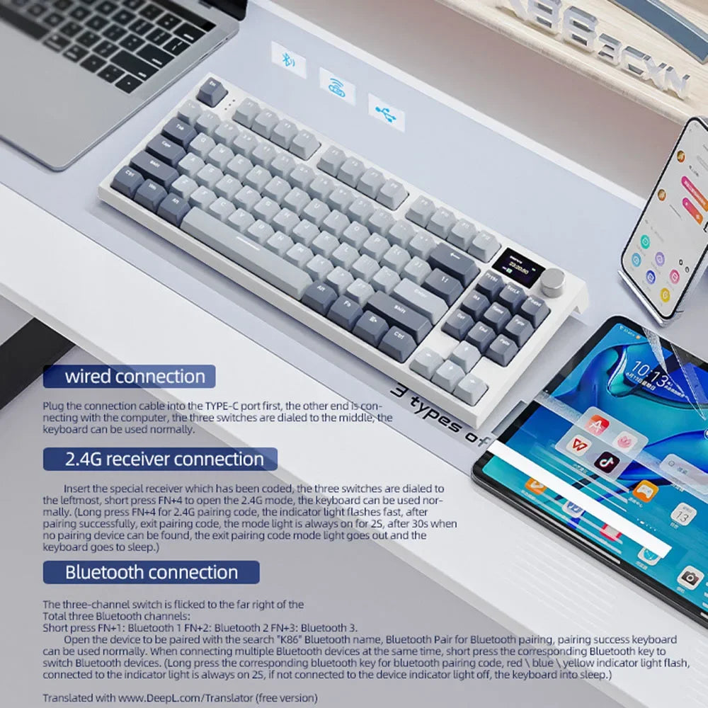 Tri-Mode Mechanical Keyboard with Screen