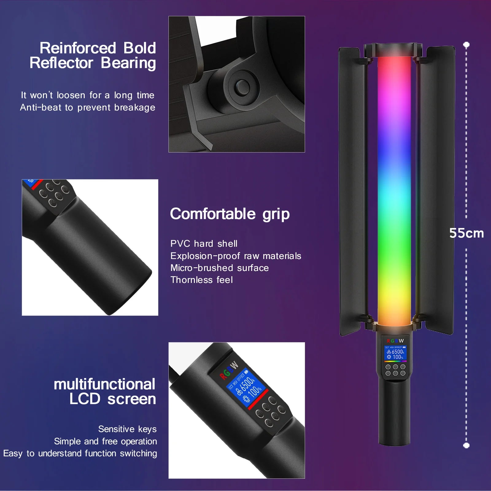 Handheld RGB LED Light Stick with Tripod