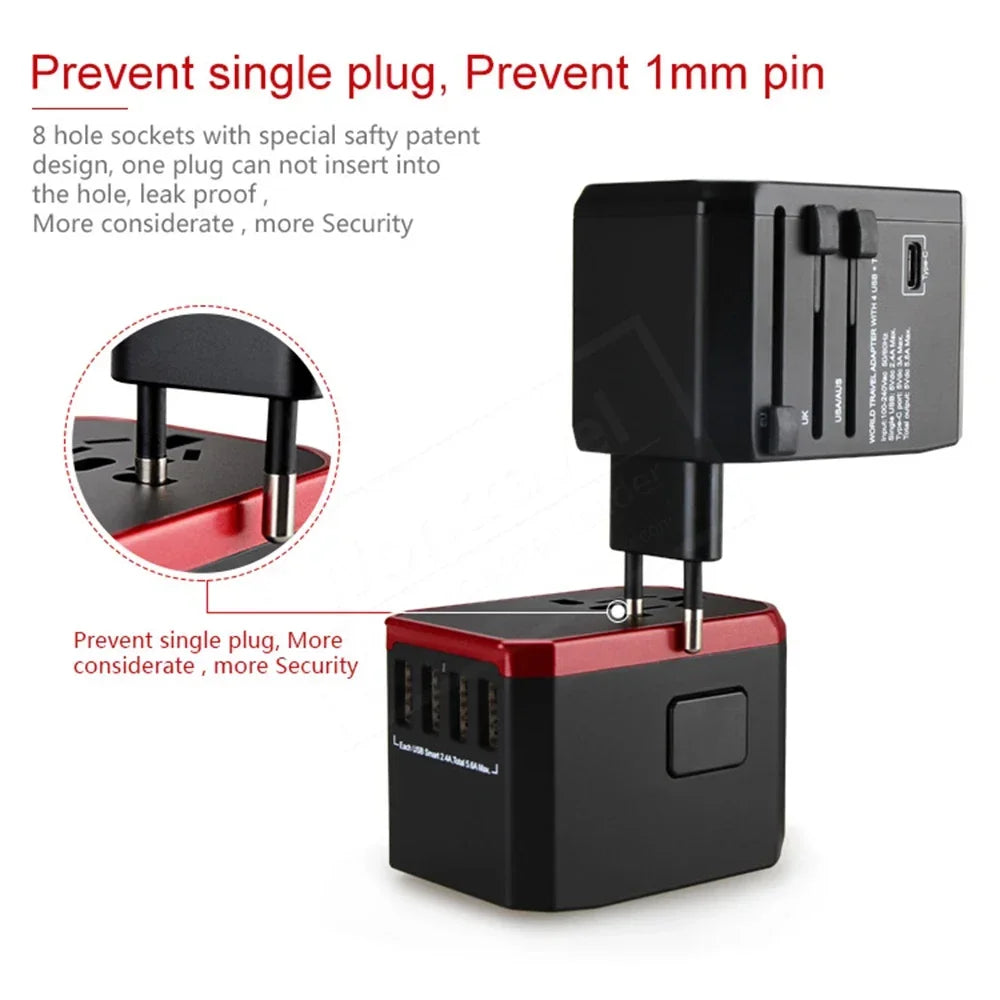 Universal Travel Smart Adapter with USB-C & USB Ports