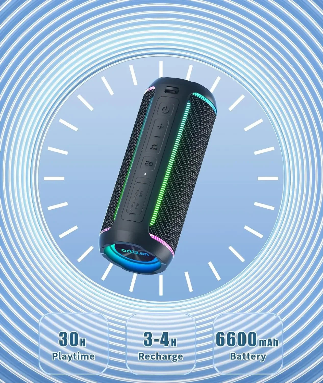 Wireless TWS Stereo Speaker with 30H Playtime