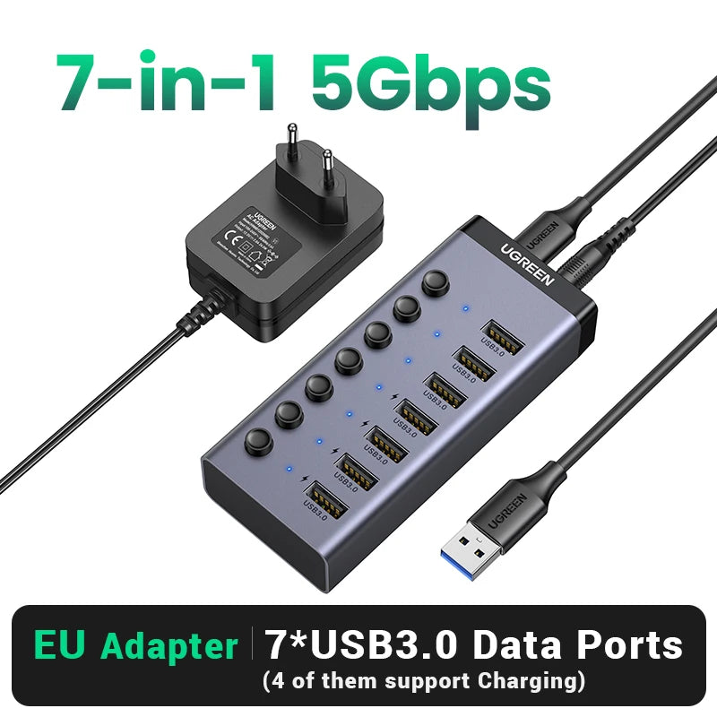 7-Port USB 3.0 Splitter with Switch