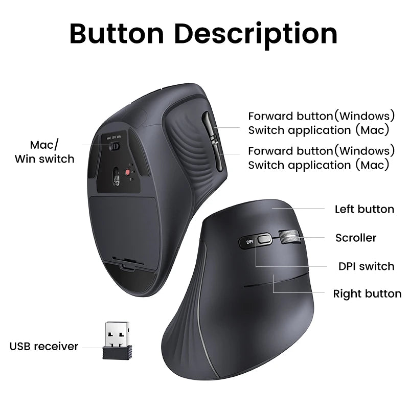 Dual-Mode Vertical Ergonomic Mous 2.4G