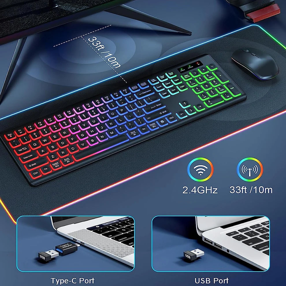 RGB Wireless Rechargeable Keyboard Combo