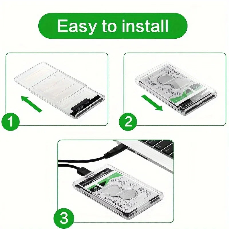 2.5” USB 3.0 Transparent HDD SSD Enclosure