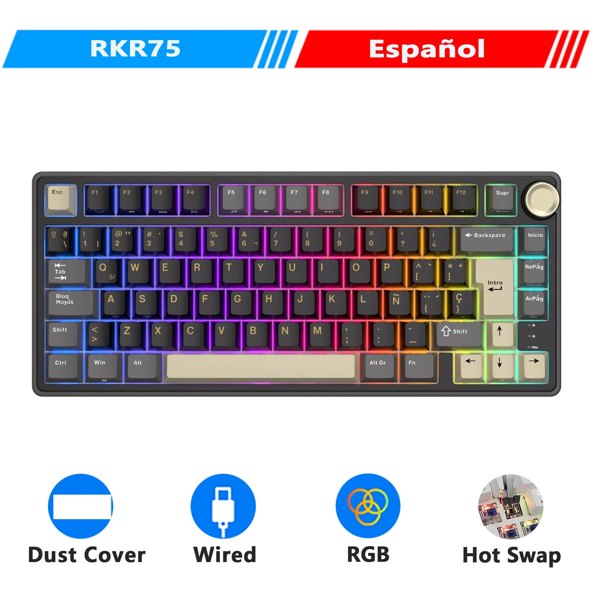 R75 RGB Hot-Swappable Gaming Keyboard
