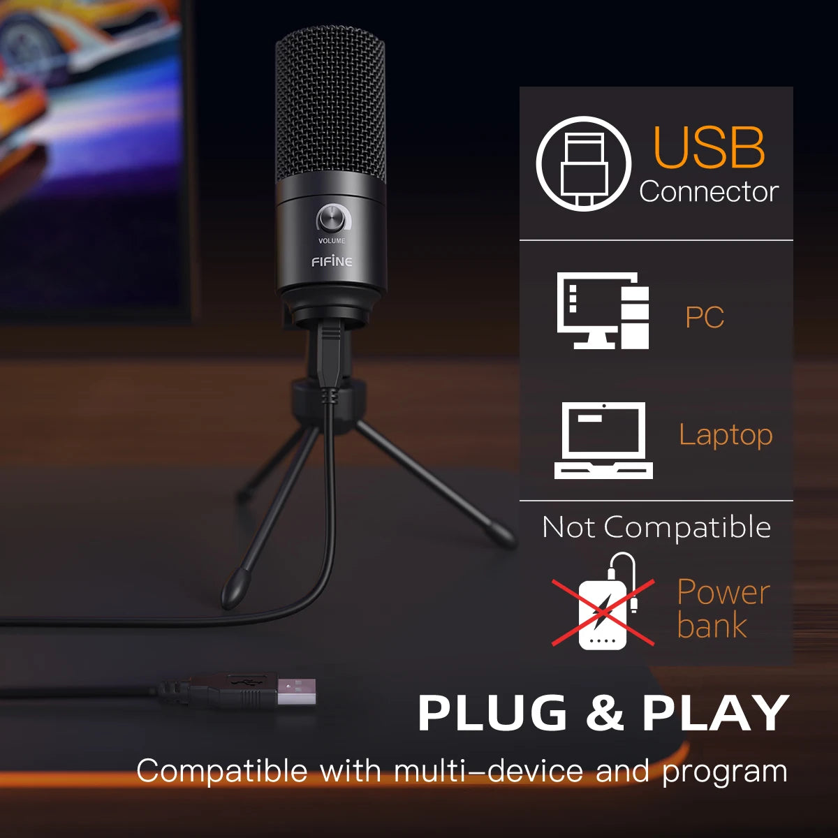 Metal Home Studio Mic with Gain Control