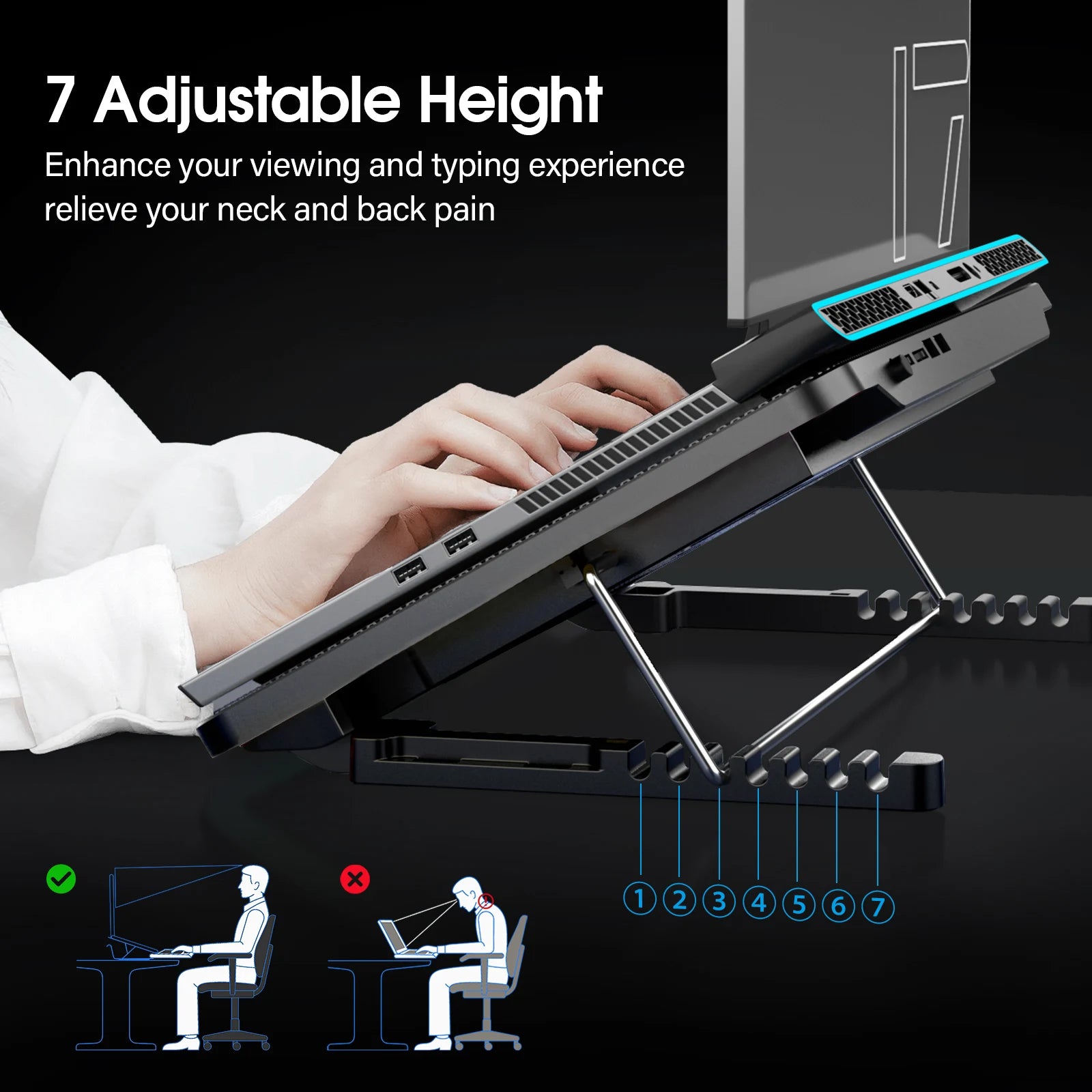 6-Fan Adjustable Gaming Laptop Cooler