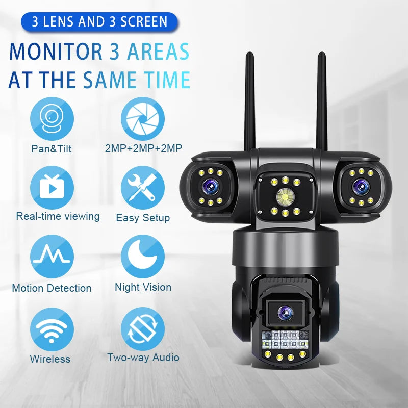 15MP Three Lens Three Screens Outdoor Camera