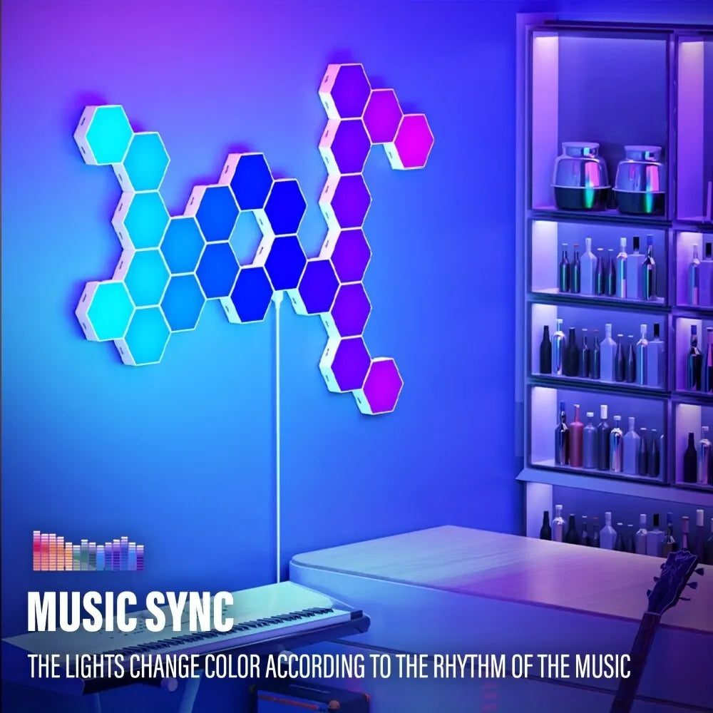 RGB Hexagonal Music-Sync Wall Light
