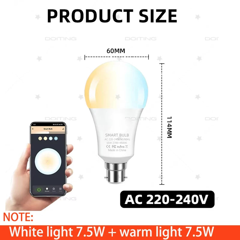 220V Wi-Fi Smart B22 LED Bulb