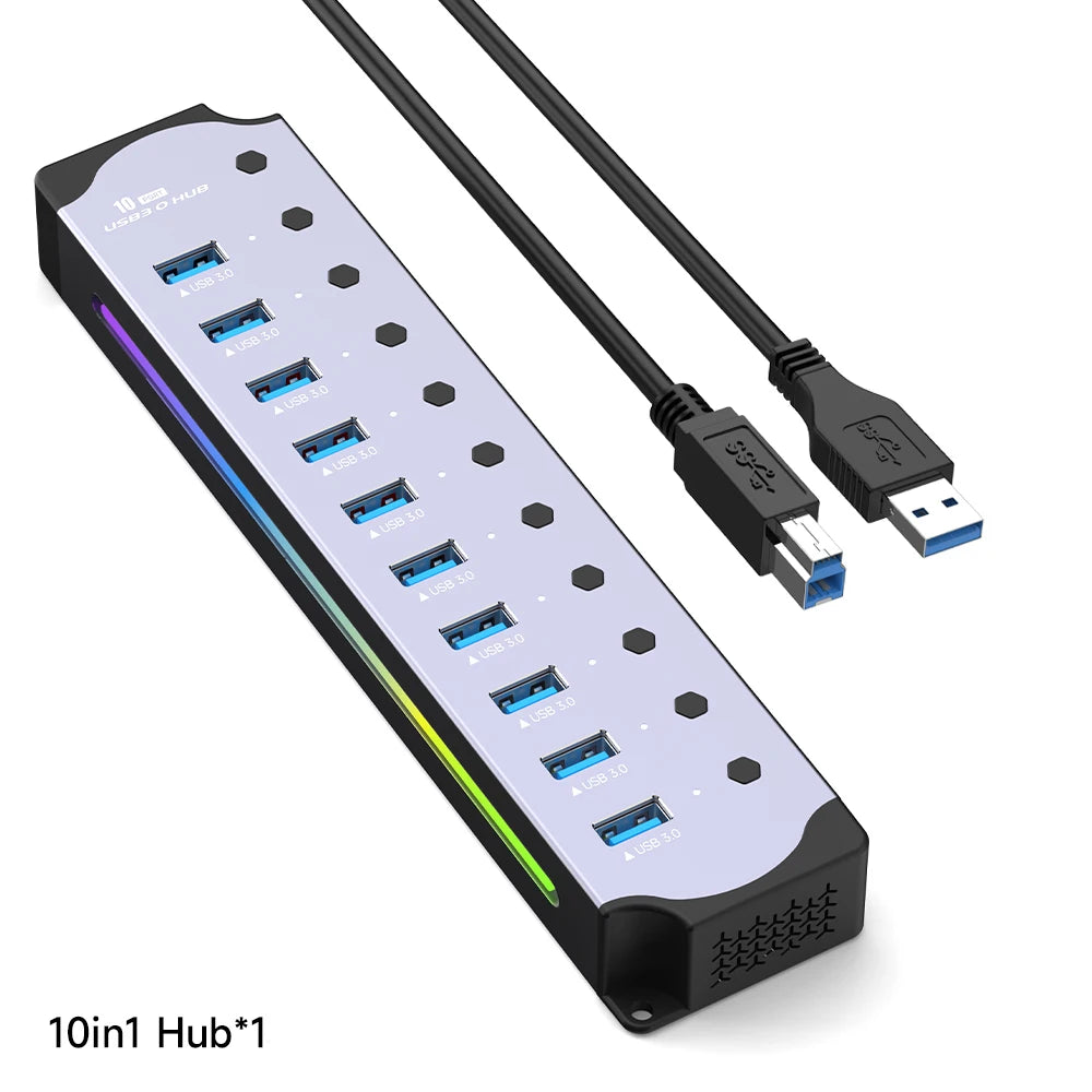 10-in-1 RGB Powered USB Hub