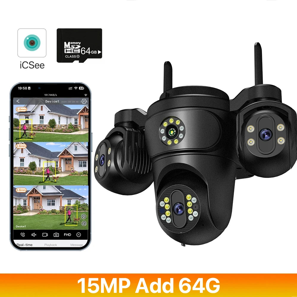 15MP Triple Lens WiFi Camera