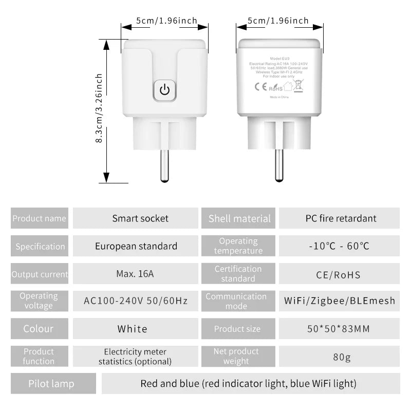 16A Smart Plug WiFi&Bluetooth FR Socke