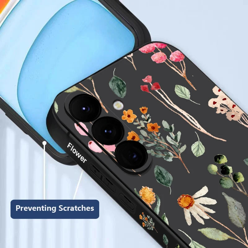 Luxury Flower Print Lanyard Case For Samsung Galaxy S24