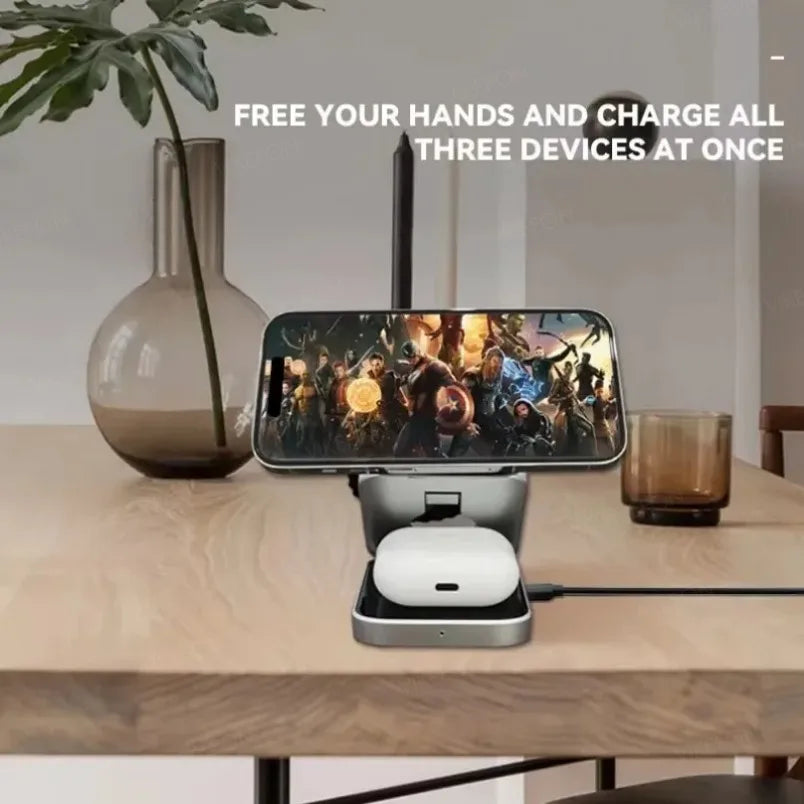 Foldable 3 In 1 Wireless Charging Station