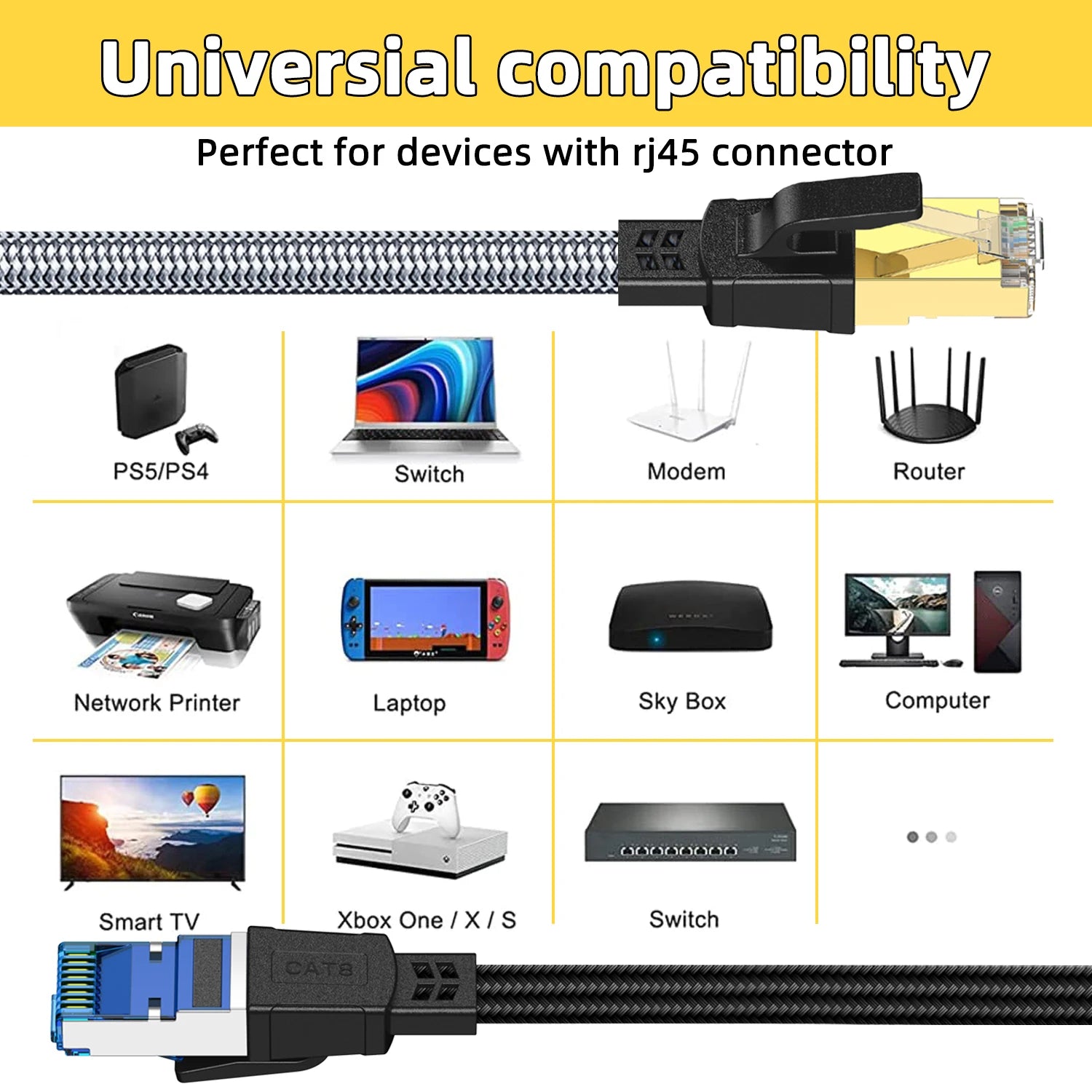40Gbps Flat Cat8 Network Cable