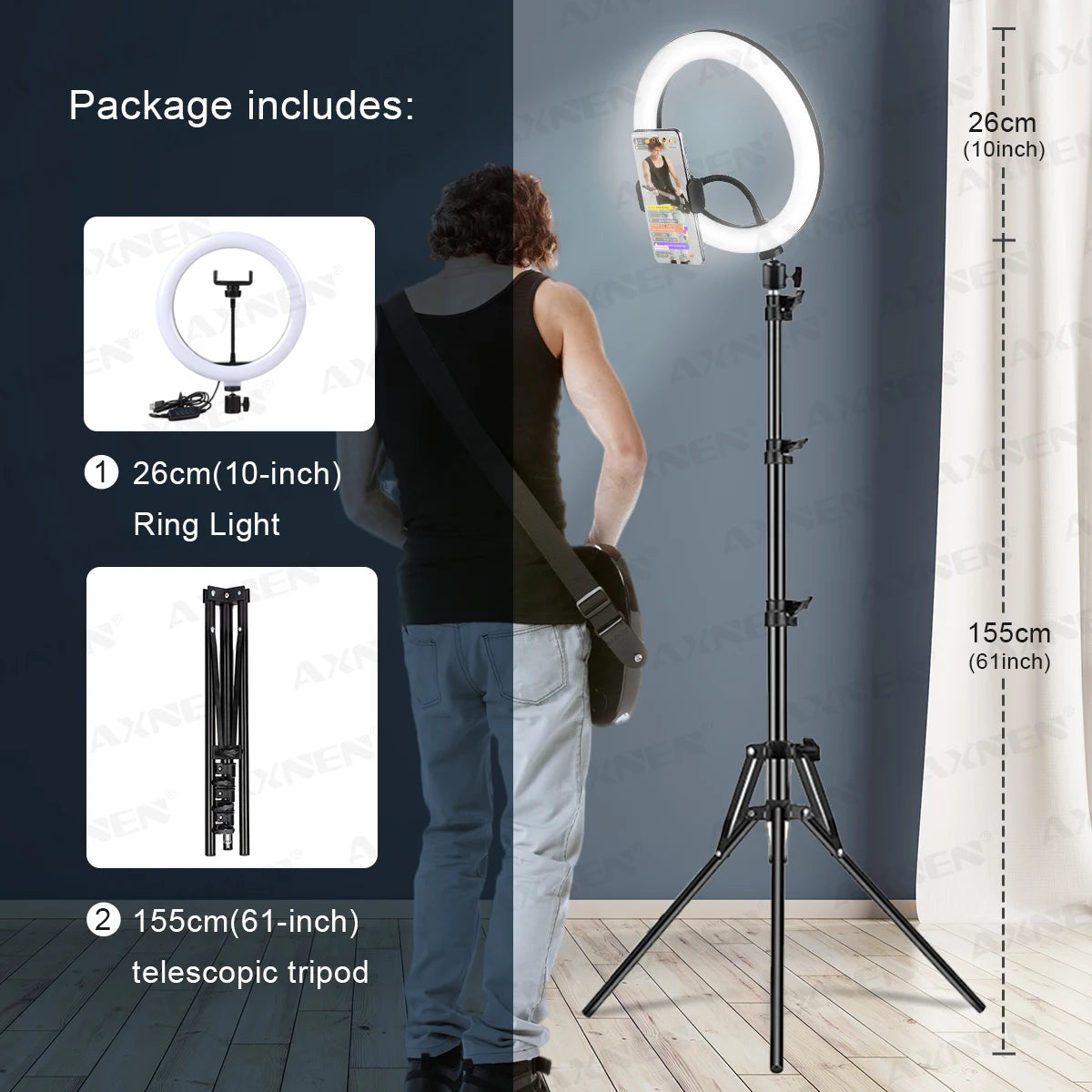 26cm LED Selfie Ring Light with Tripod