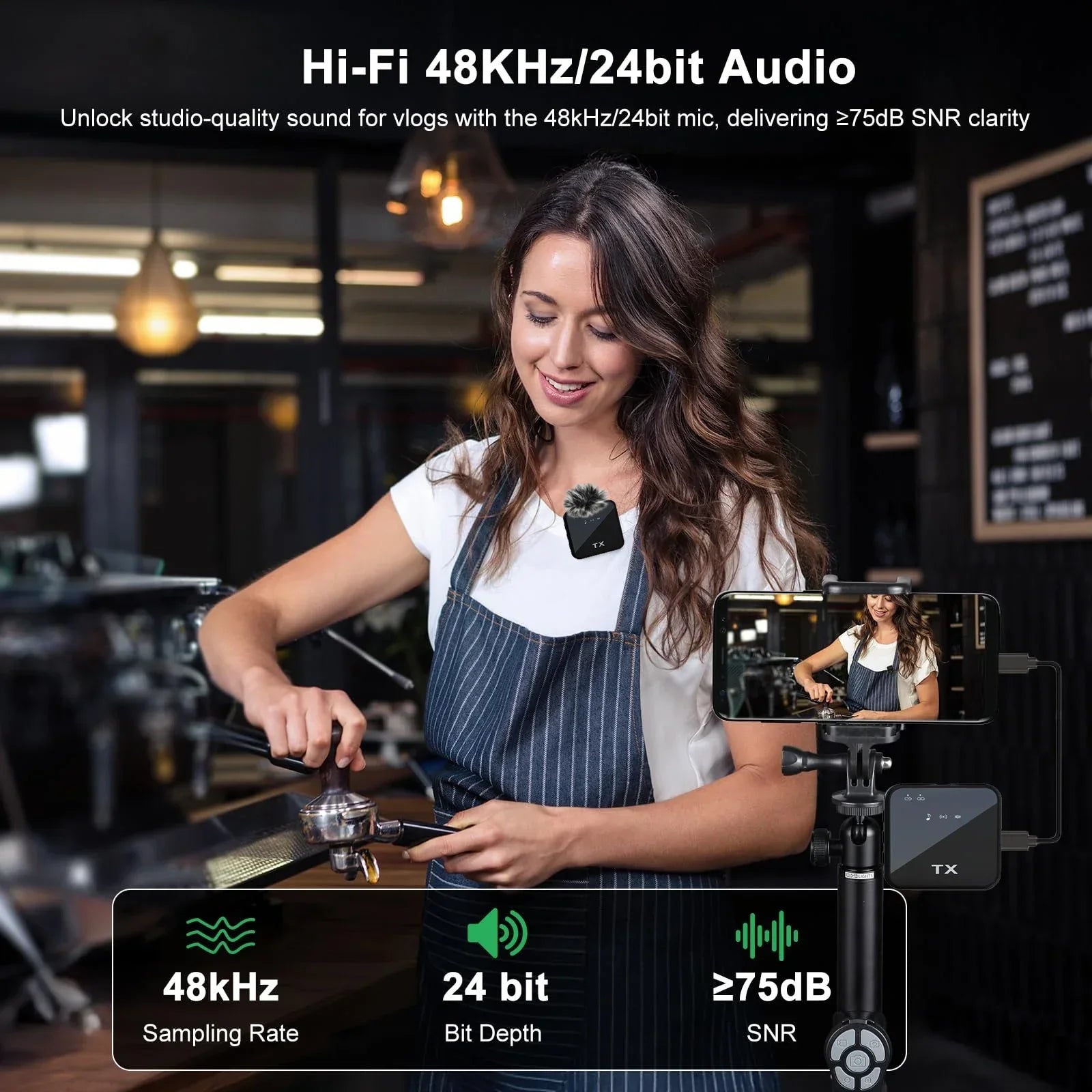 3-in-1 Wireless Microphone for Camera & Phone