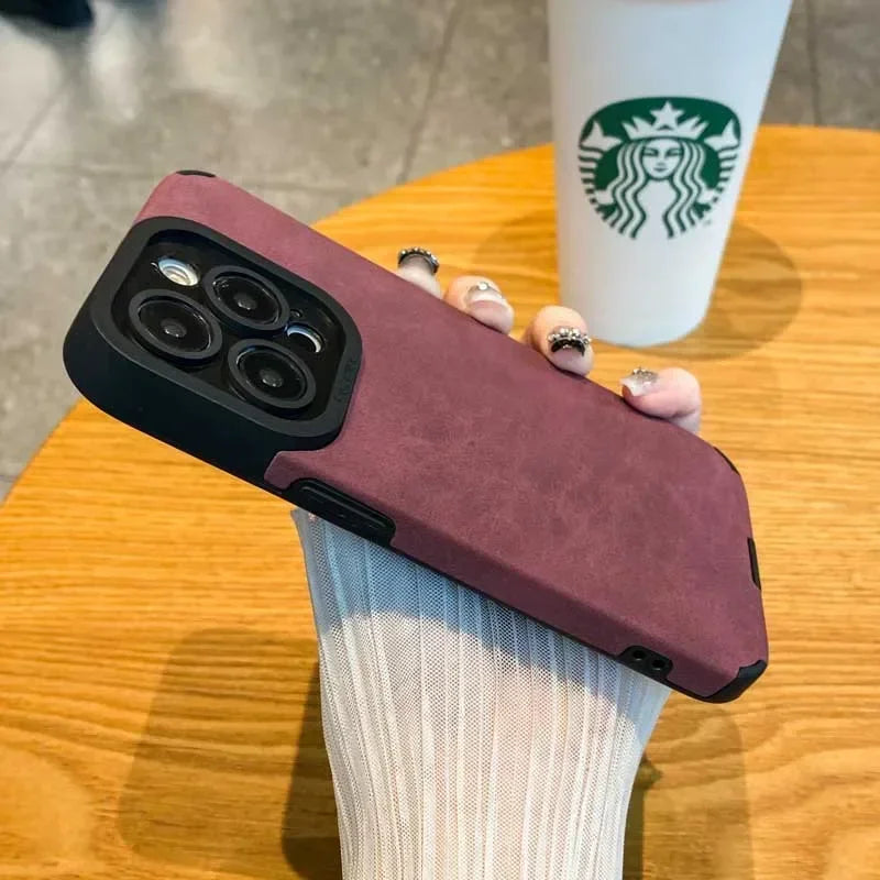 Fur Leather Lens Protection Cases Cover For iPhone 16