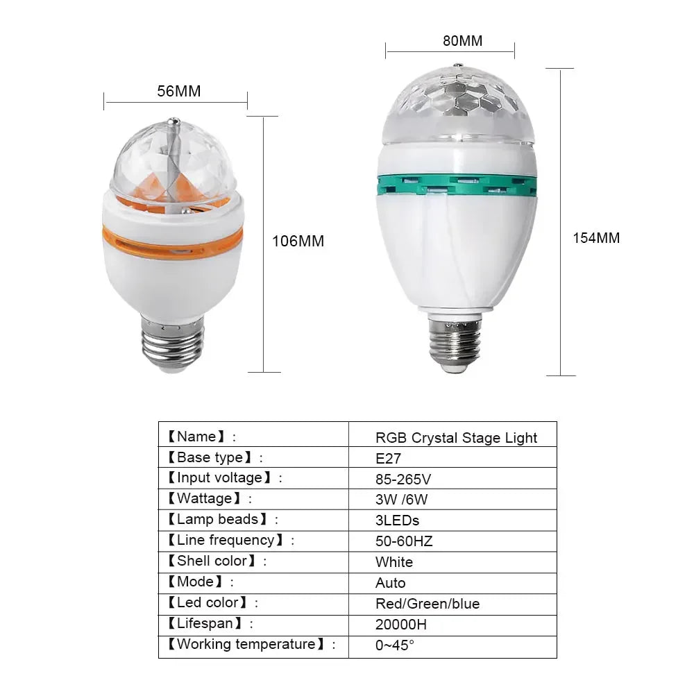 RGB Auto-Rotating Stage Light Bulb