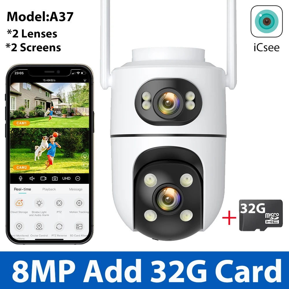 12MP 6K Three-Screen Surveillance Camera
