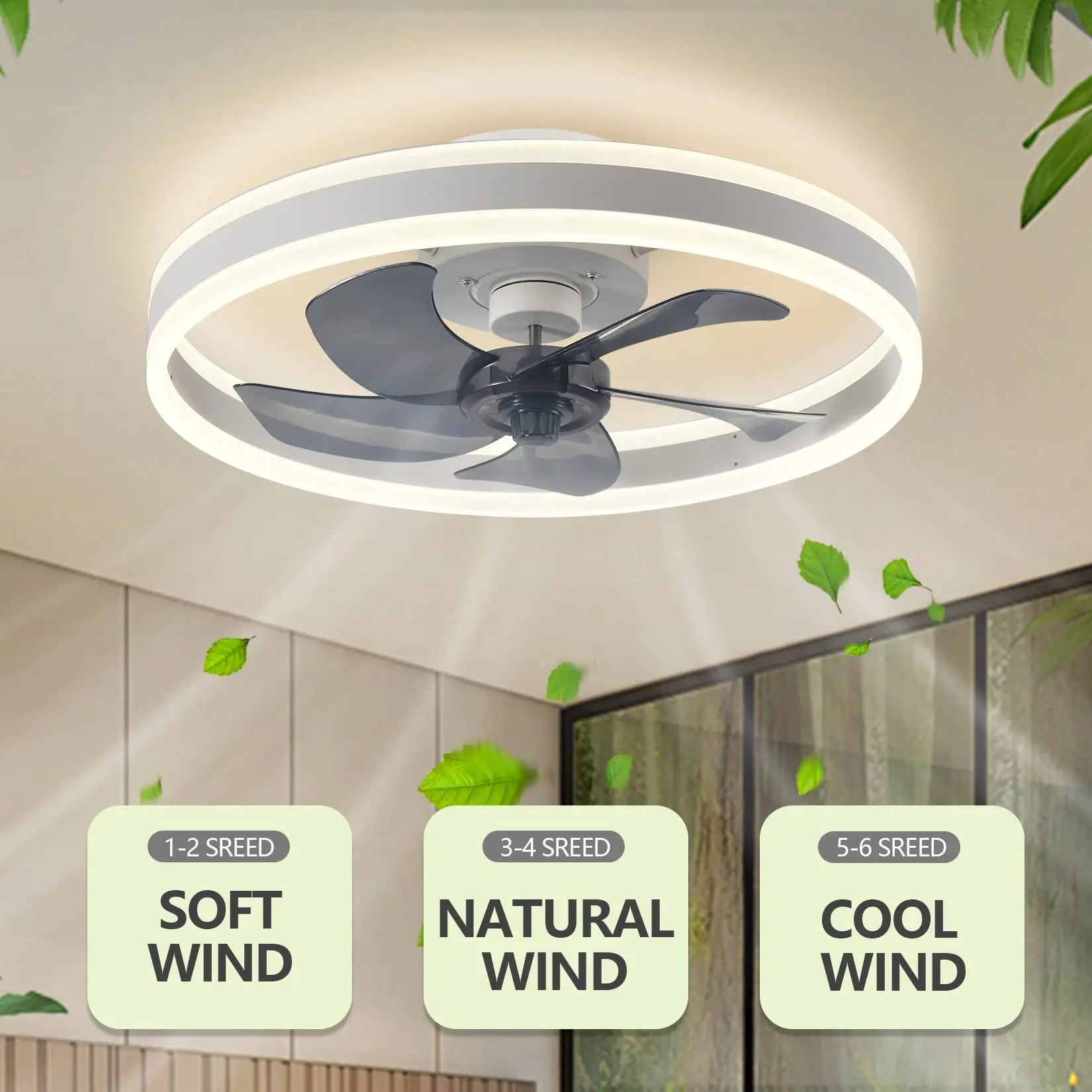 6-Speed Silent LED Ceiling Fan with Remote