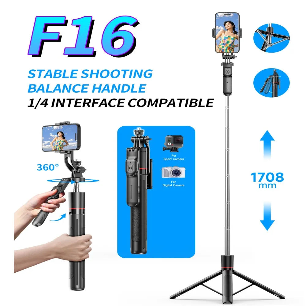 1708mm Selfie Stick Tripod with Light