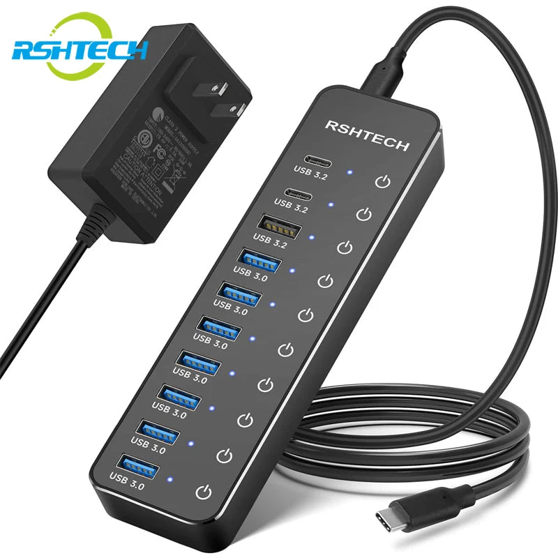 10-Port USB-C Data Hub Splitter