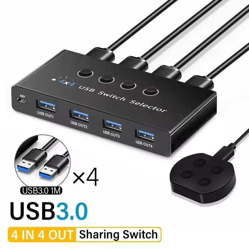4x4 USB 3.0 KVM Switch Hub