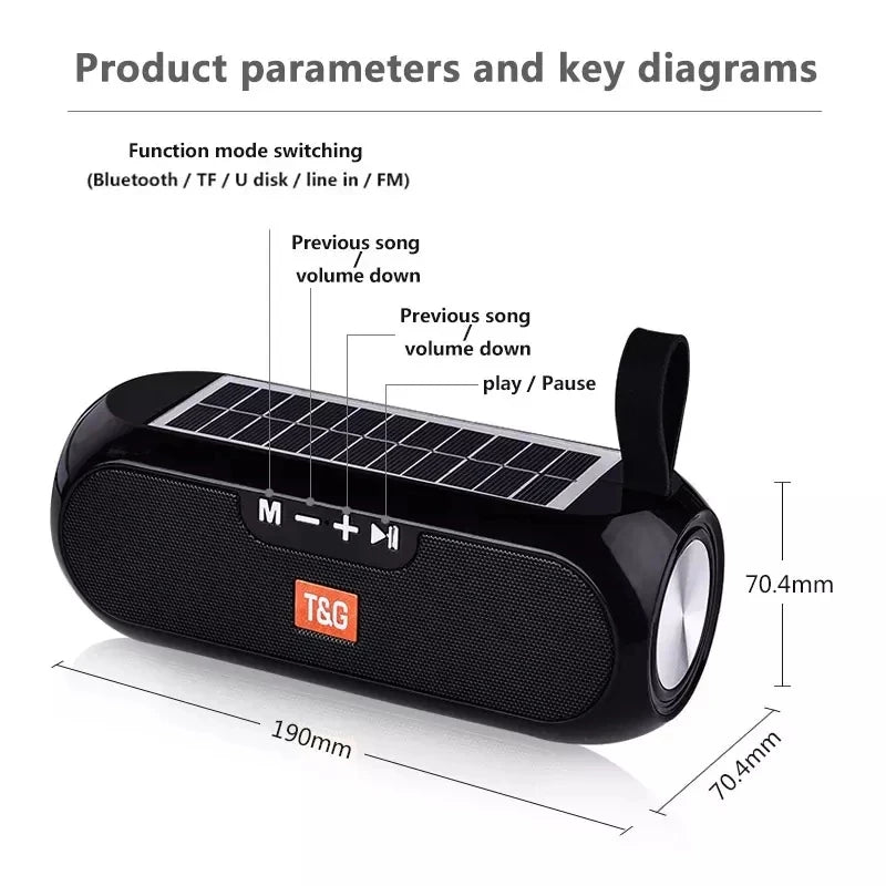 Solar-Powered Portable Bluetooth Speaker