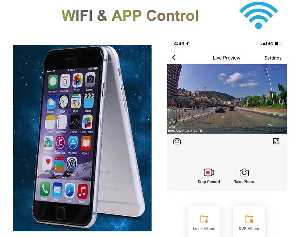 4K HD Dash Cam with WiFi for all cars