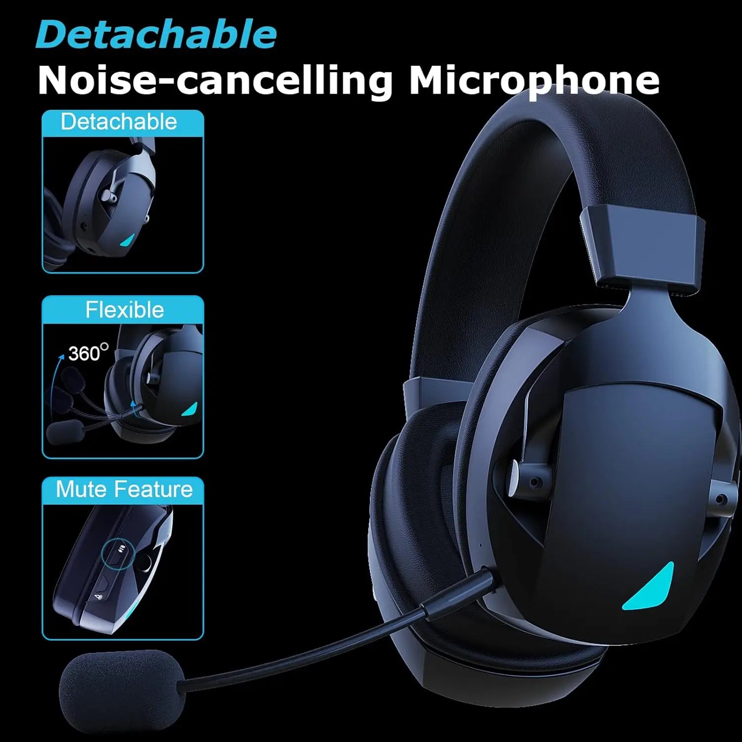 Noise Cancellation Tri-Mode Wireless Gaming Headset