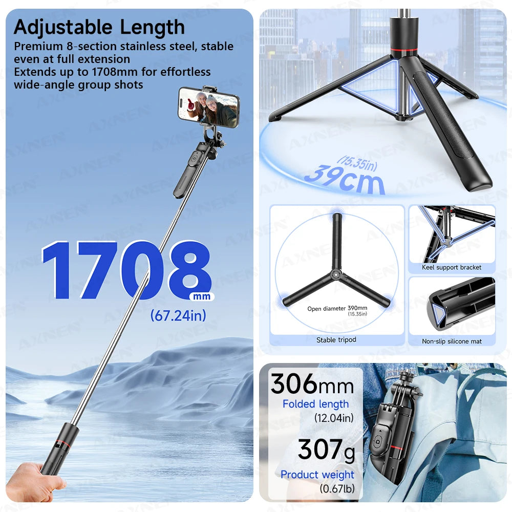 1708mm Long Selfie Stick Tripod