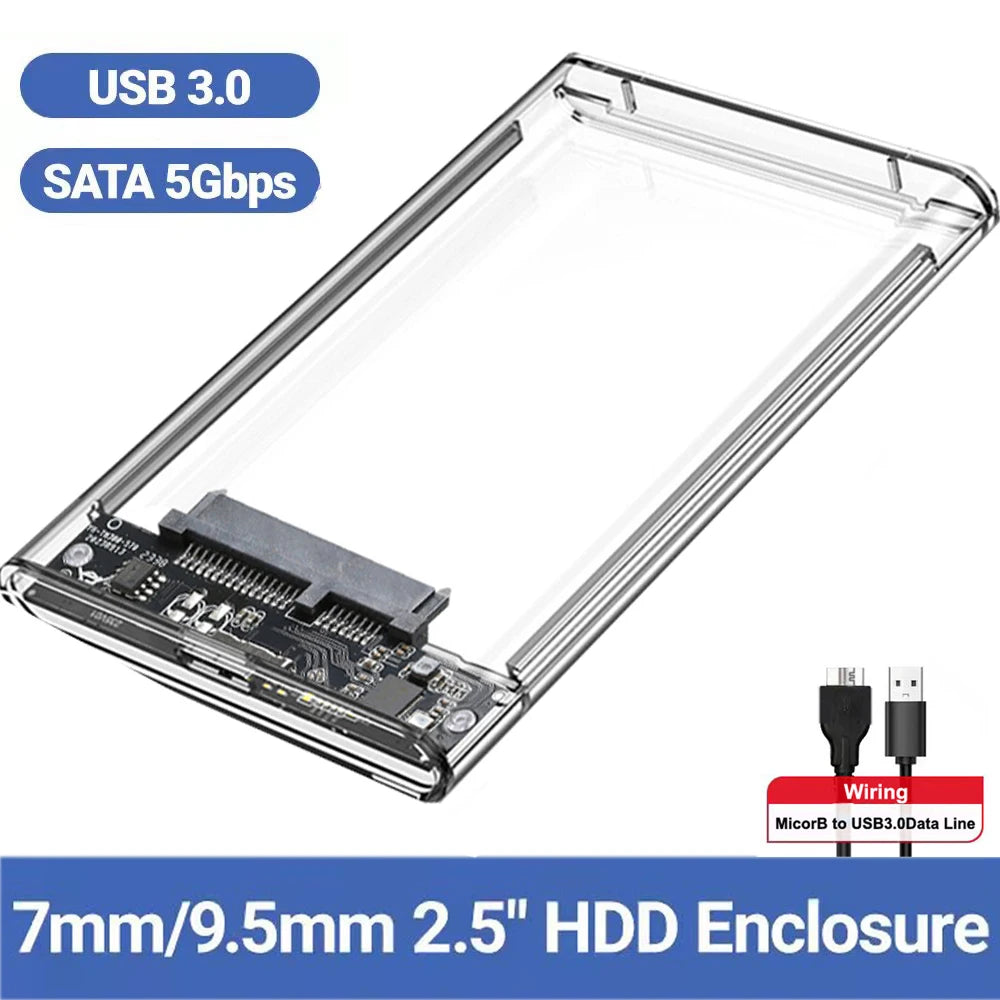Transparent 2.5" HDD SSD Enclosure