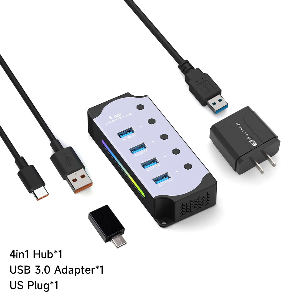 10-in-1 RGB Powered USB Hub