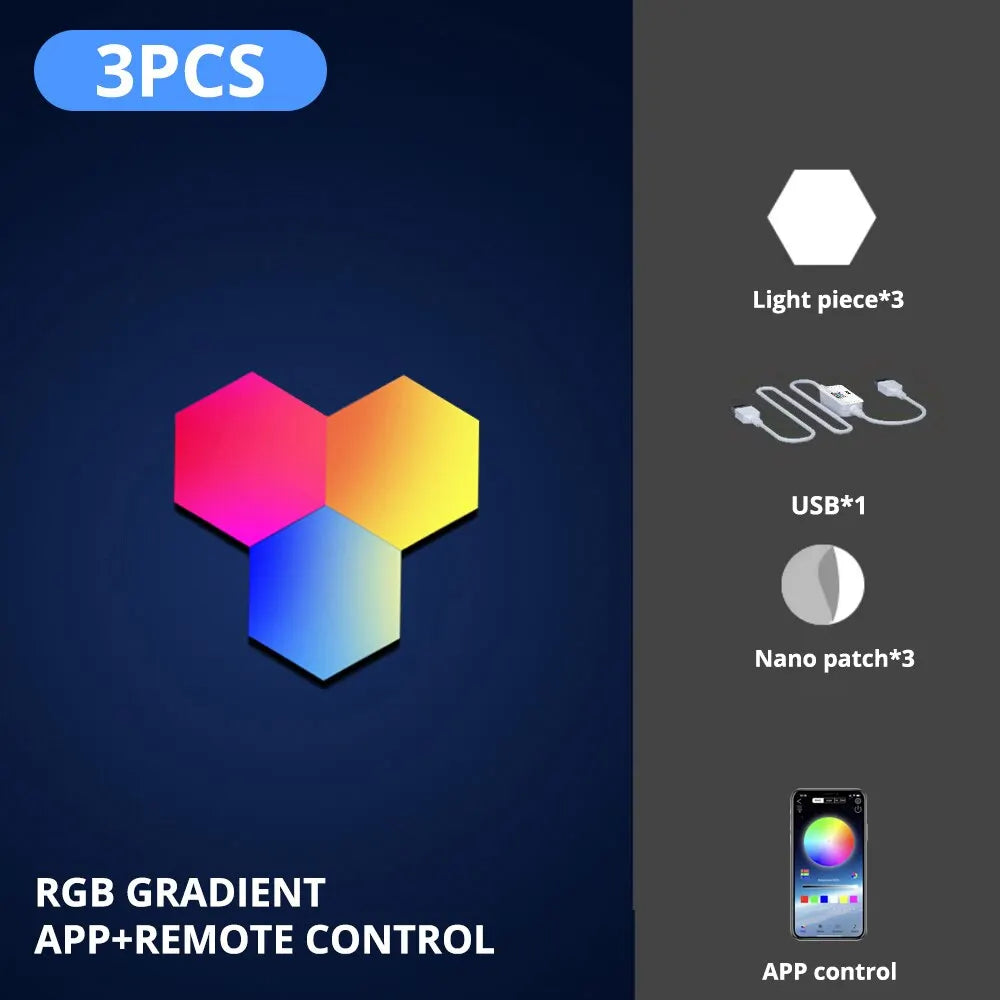 RGB Hexagonal Music-Sync Wall Light