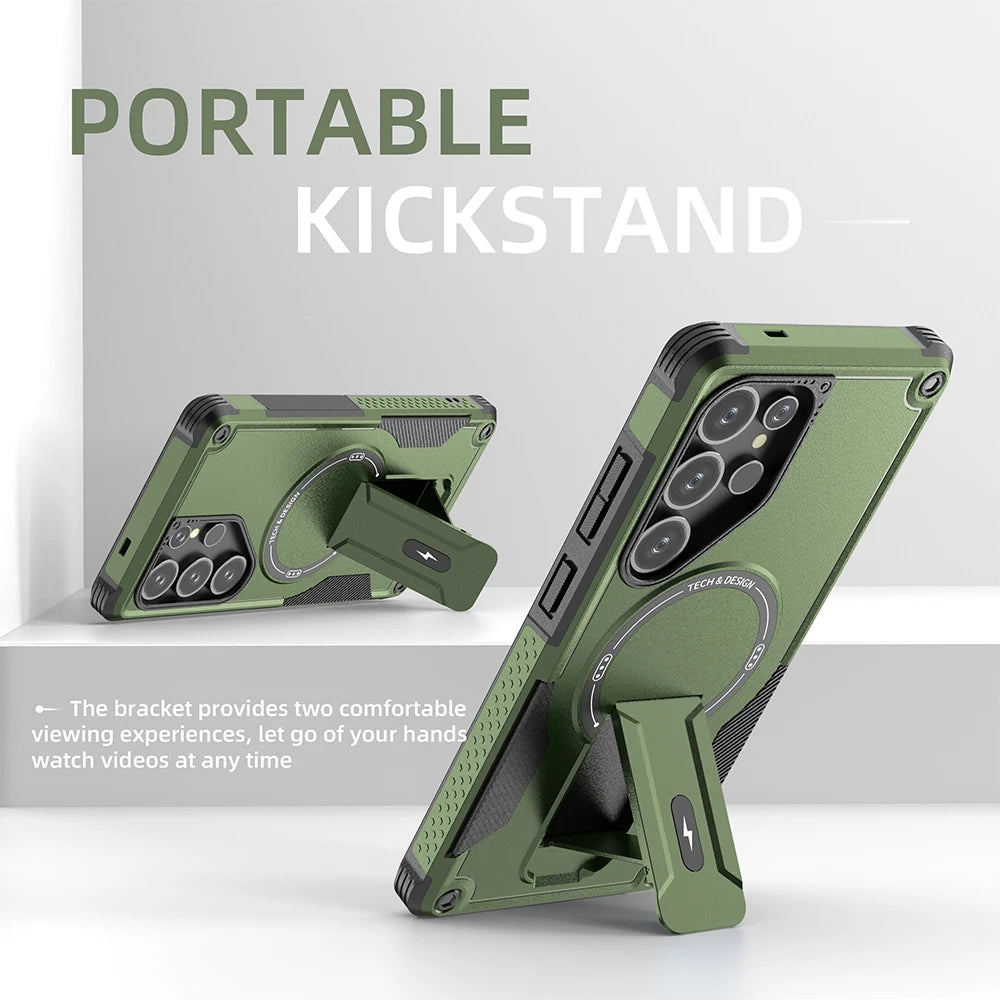Fold Stand Holder Magnetic Armor Case For Samsung S25