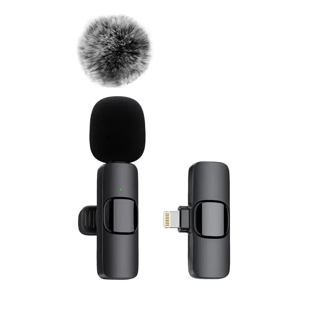 Mini Wireless Lavalier Recording Mic Black