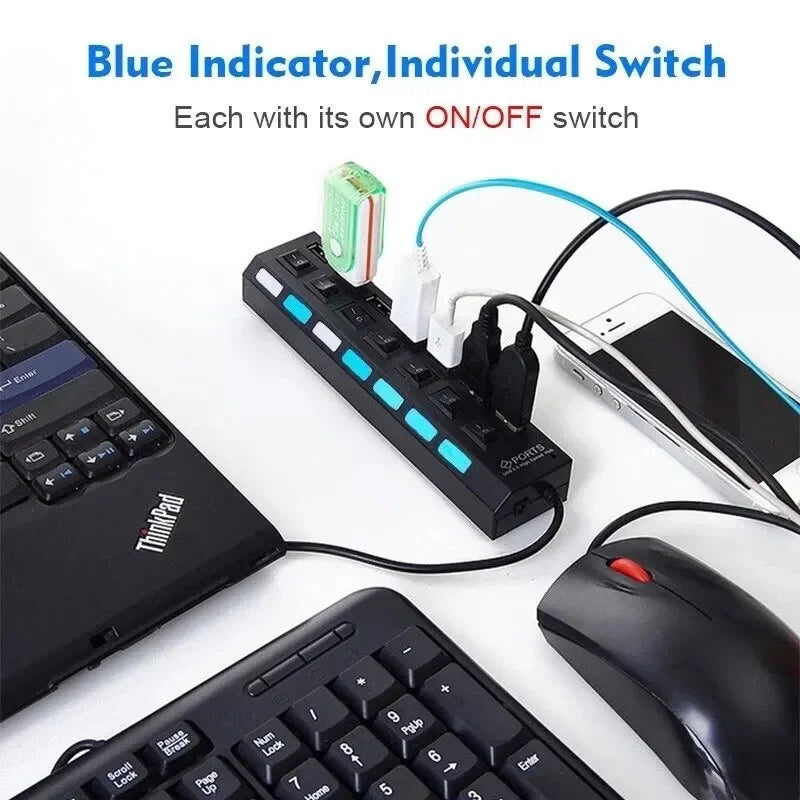 7-Port Multi USB Splitter with Power