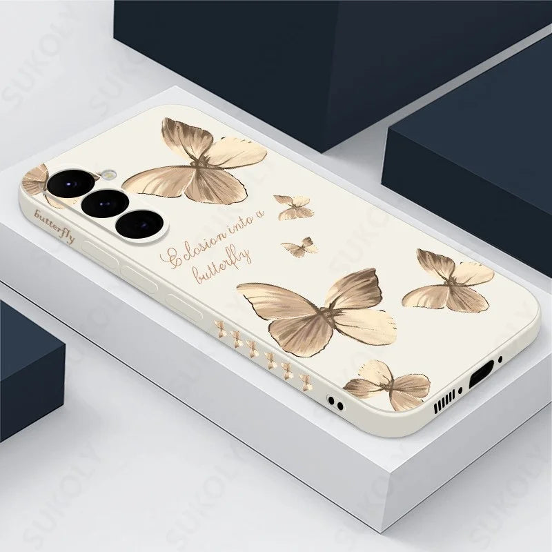 Butterfly Pattern Hand Lanyard Case Galaxy S25