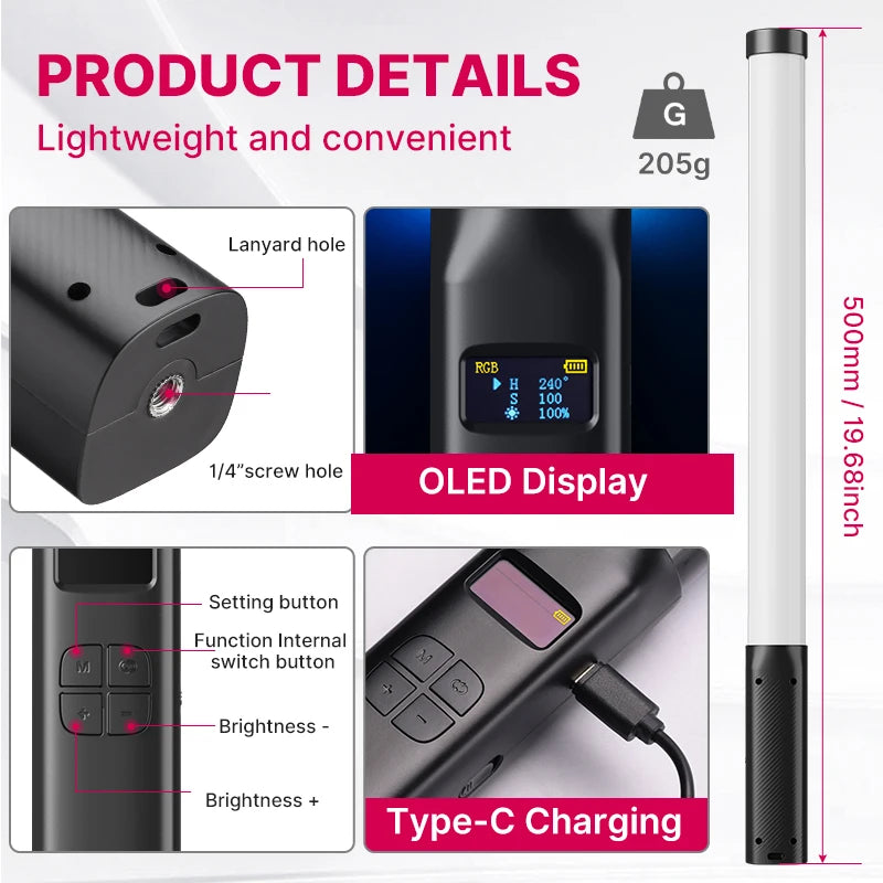 Handheld RGB Stick Light 2500K-9000K