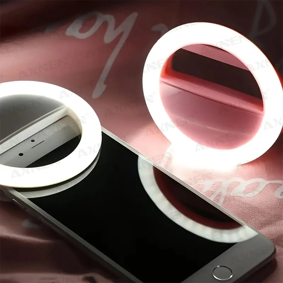 Mini LED Ring Selfie Light Clip Mobile